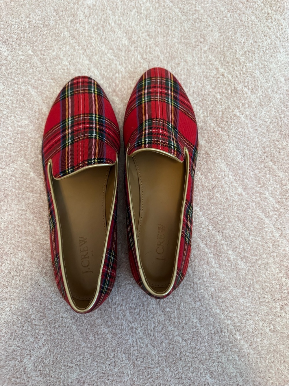 J.Crew Factory Red Stewart Tartan Plaid Smoking Loafers Size 6.5
